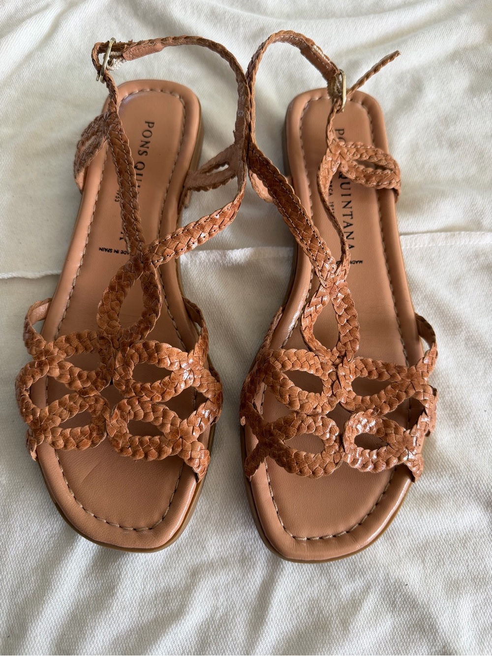 Pons Quintana Women's Tan Braided Leather Sandals